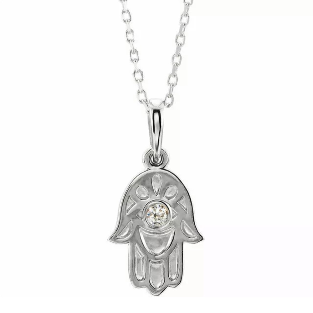 Sterling Silver Diamond Hamsa Necklace